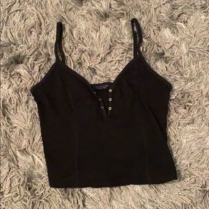 Topshop Black Tank Top with Snap Detail